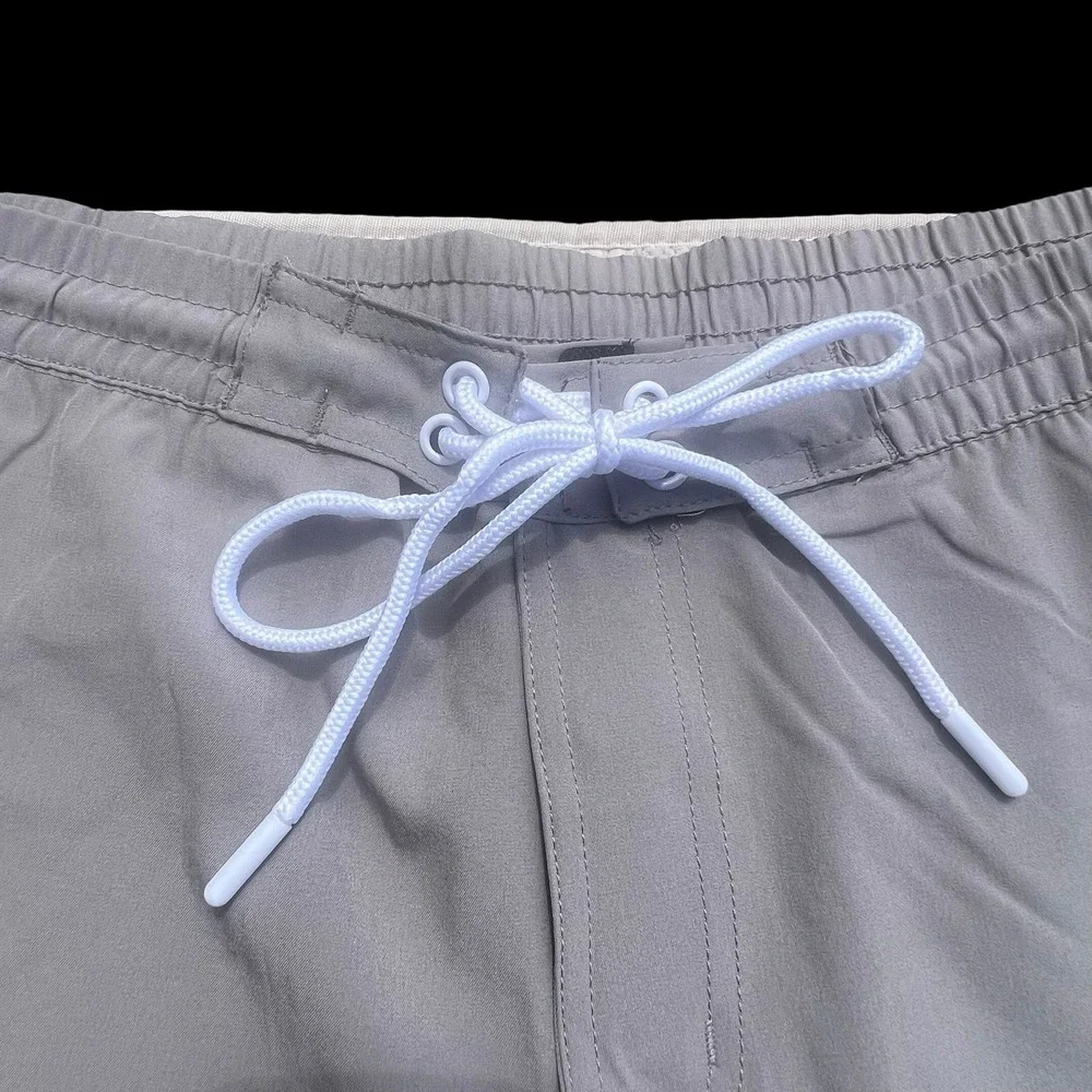 Reel Life Mens Gray Swim Trunks Shorts Lightweight pockets drawstring Large